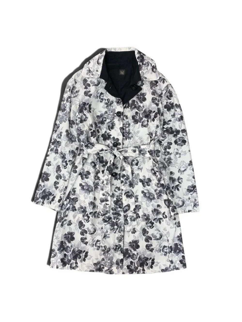 Max Mara Weekend Reversible Soutien Collar Coat Floral Print Lightweight 40